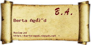 Berta Agád névjegykártya